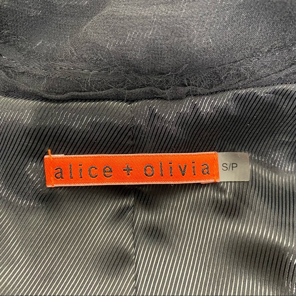 Alice + Olivia Asymmetrical Boucle Wool Silk Jacket Blazer Black Size Small - Picture 6 of 8